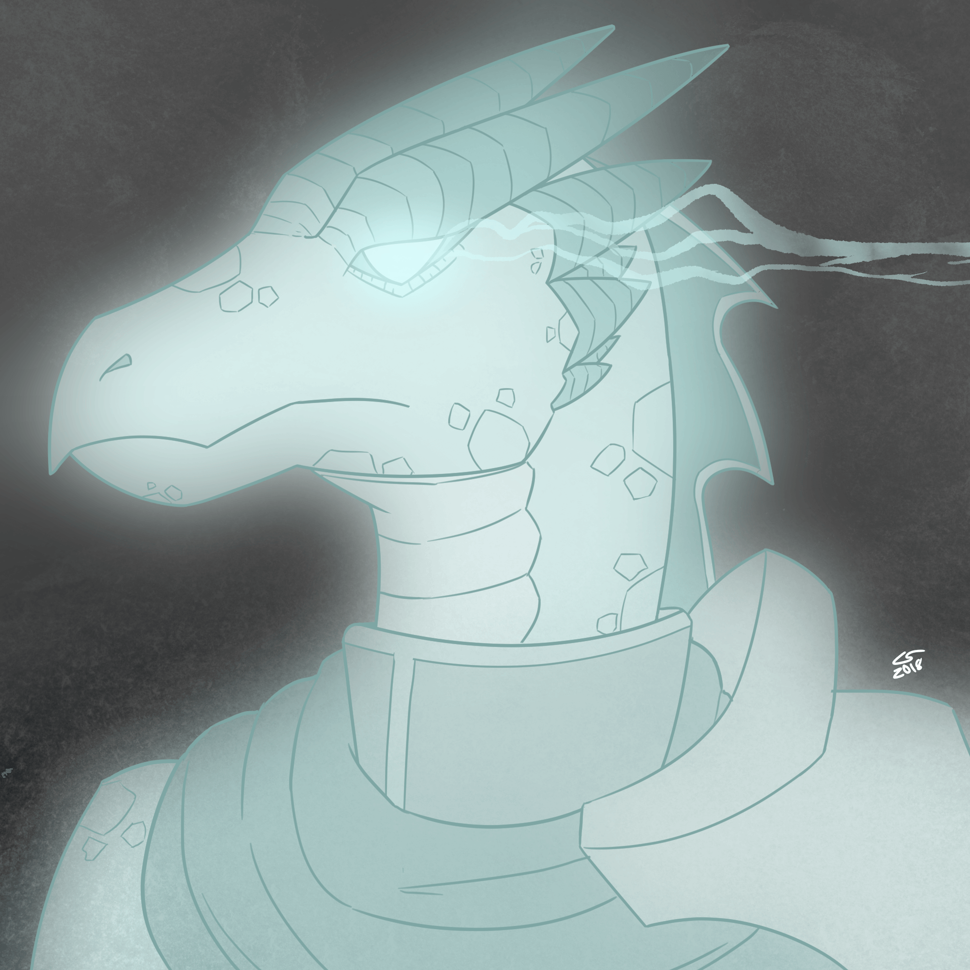 Portrait of a ghostly dragonborn