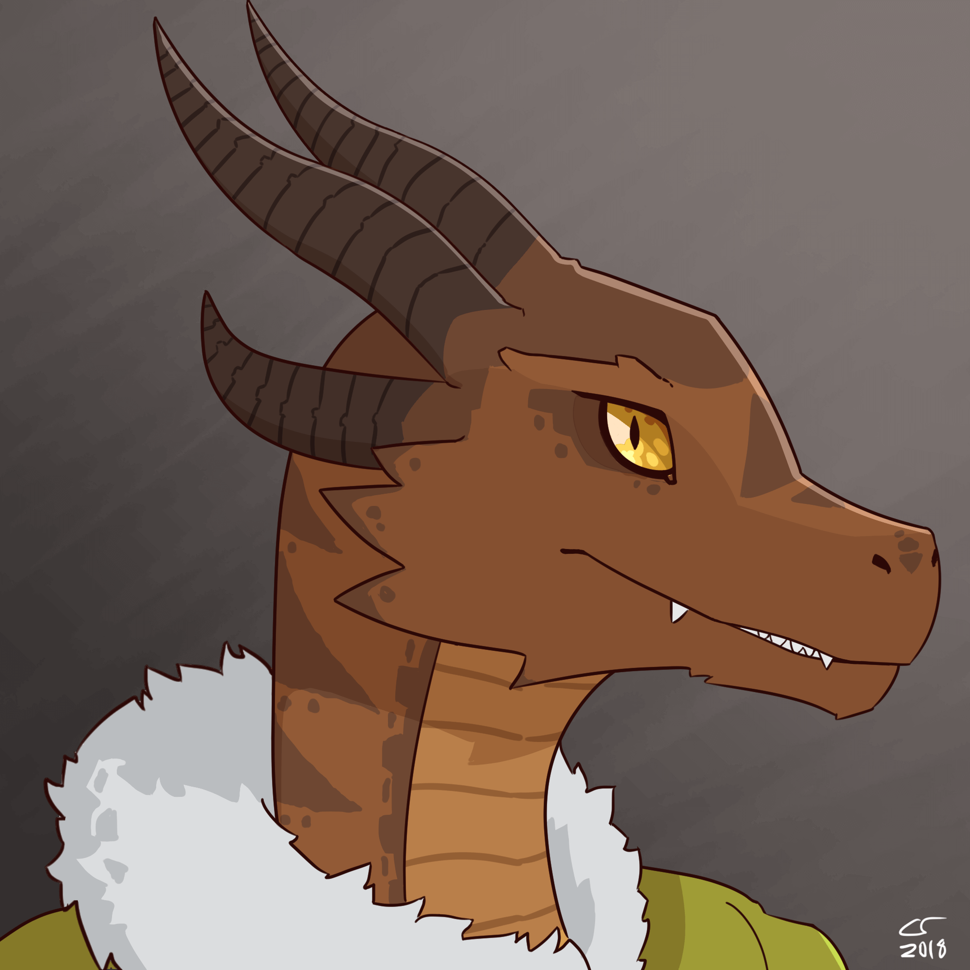 Portrait of a dragonborn noblewoman in a fur coat