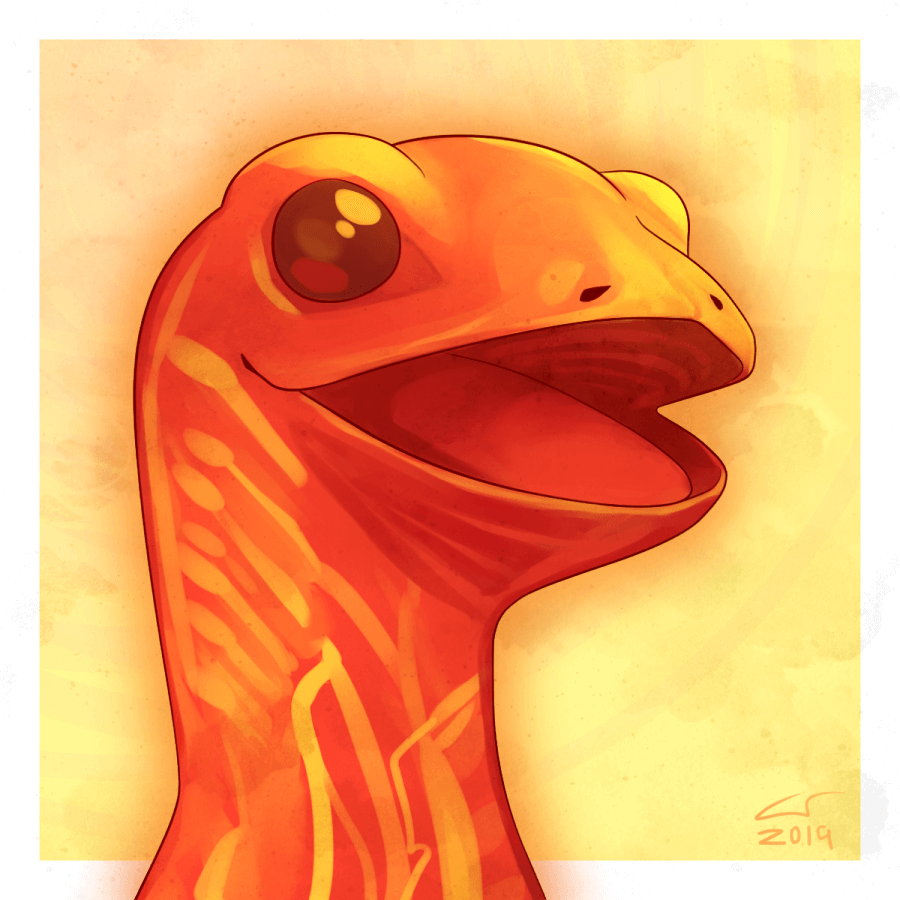 portrait of a fire newt from D&D