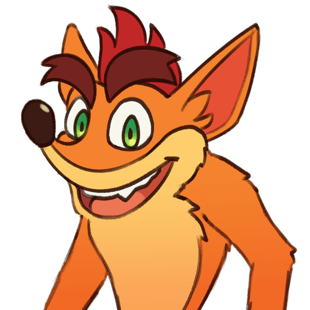 PNGtuber of Crash Bandicoot, mouth open.