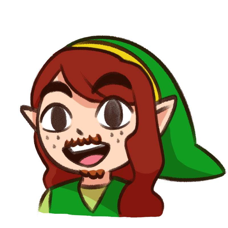 PNGtuber of my avatar dressed as Link from Legend of Zelda, mouth open.