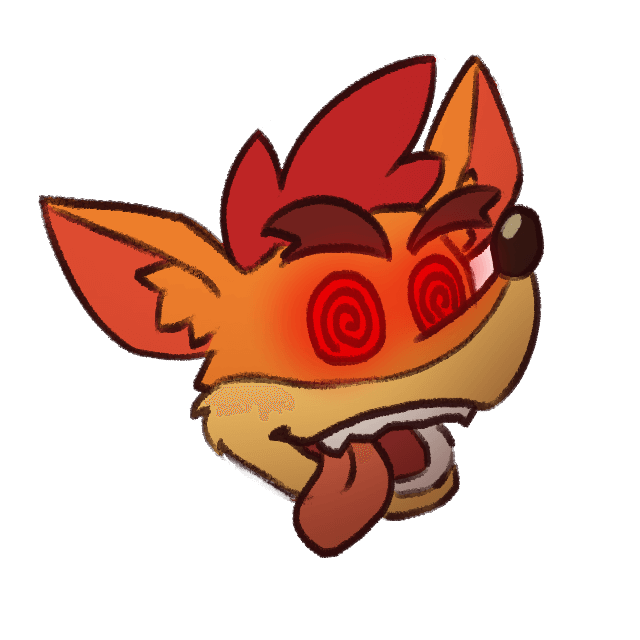 Portrait of Crash Bandicoot with ominous lighting and swirly red eyes.