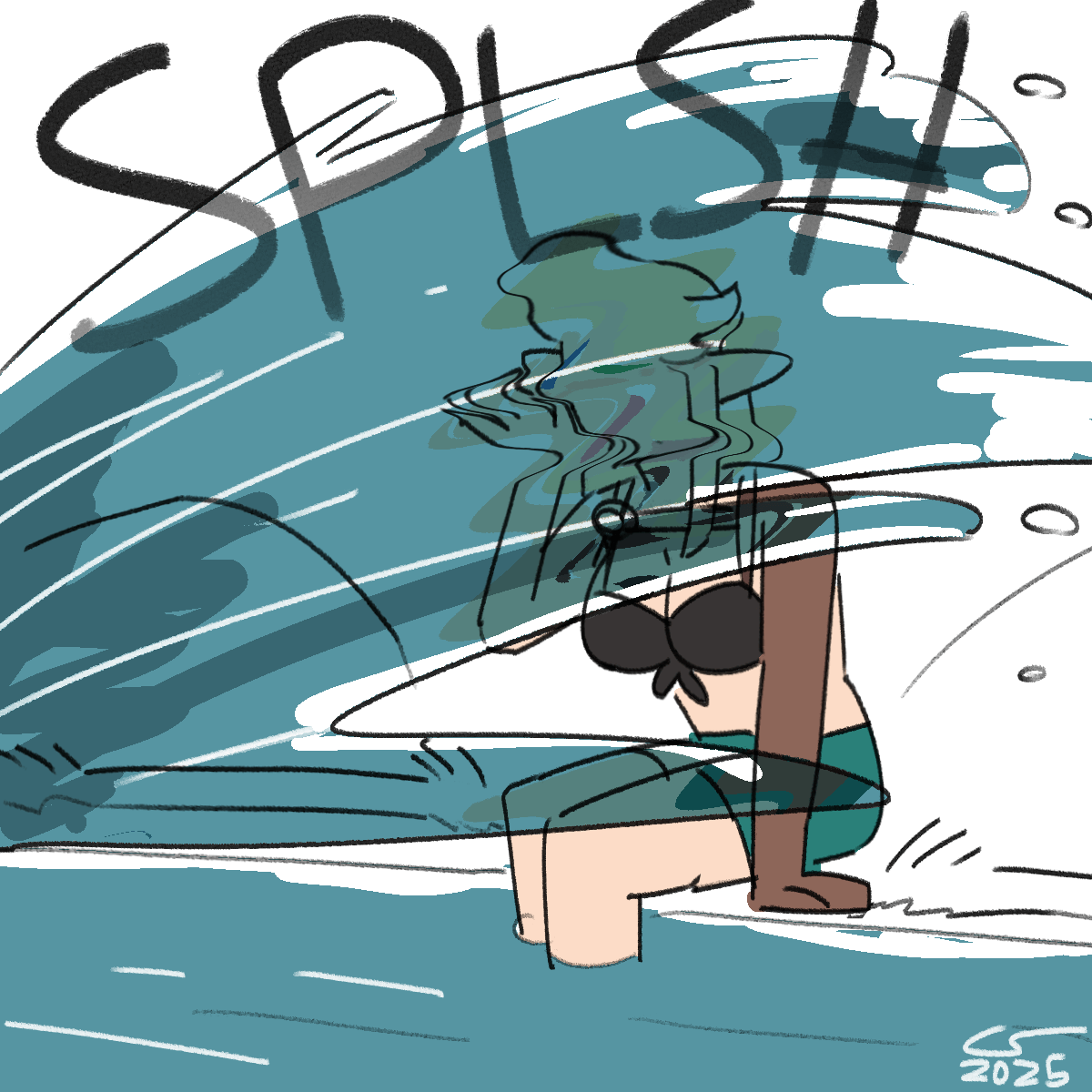 Caelle is promptly annihilated by a massive splash of water.